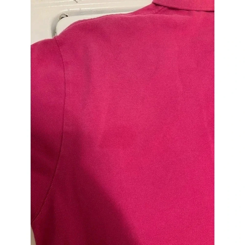 VTG Polo Ralph Lauren Hot Pink Lg Polo Button Up Golf Short Sleeve Preppy